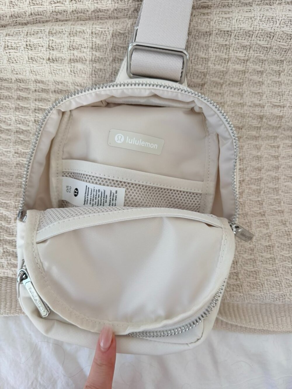 Lululemon Cream Mini Sling Backpack Silver Hardware - Picture 3 of 3